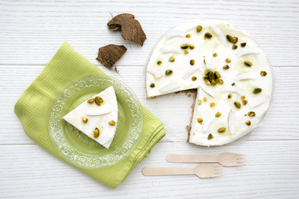 Cheesecake cocco e pistacchi -Senza glutine per tutti i gusti