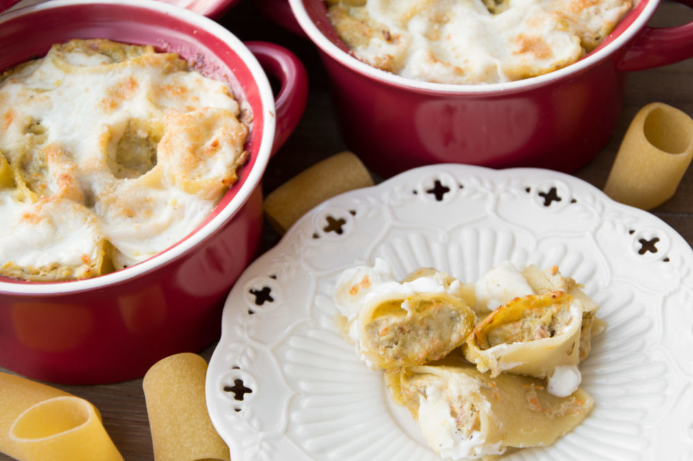 Paccheri gratinati senza glutine ai carciofi e zucca con Bimby