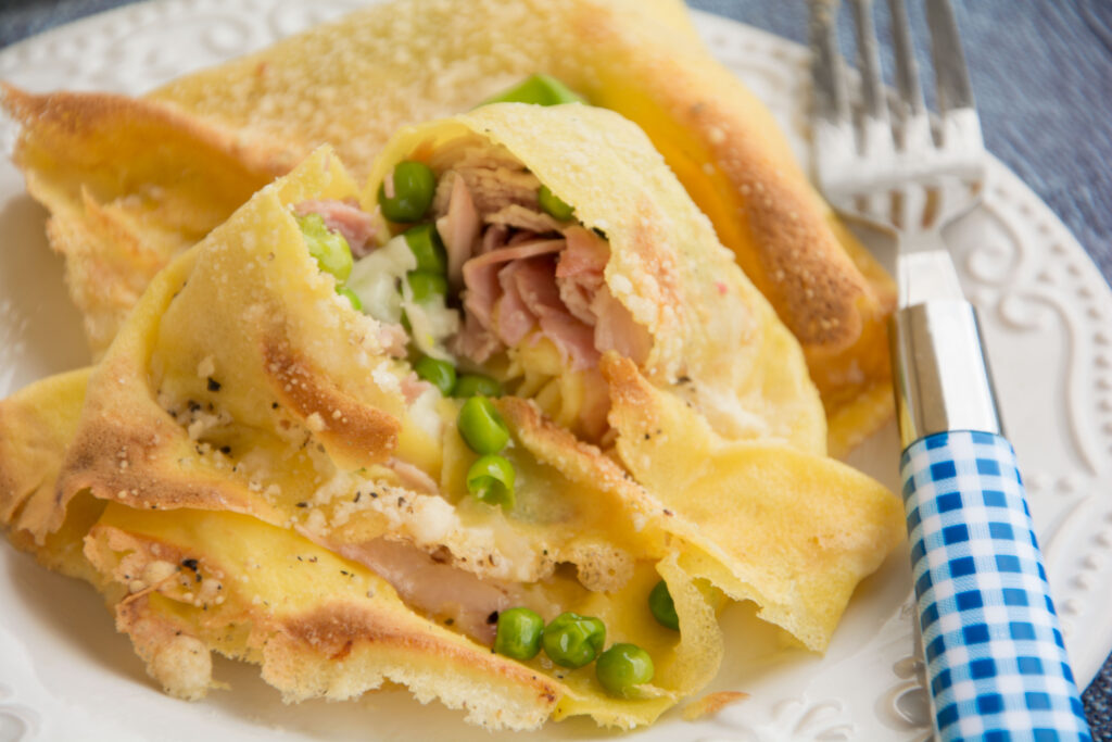 Crespelle al prosciuto e piselli -Senza glutine per tutti i gusti