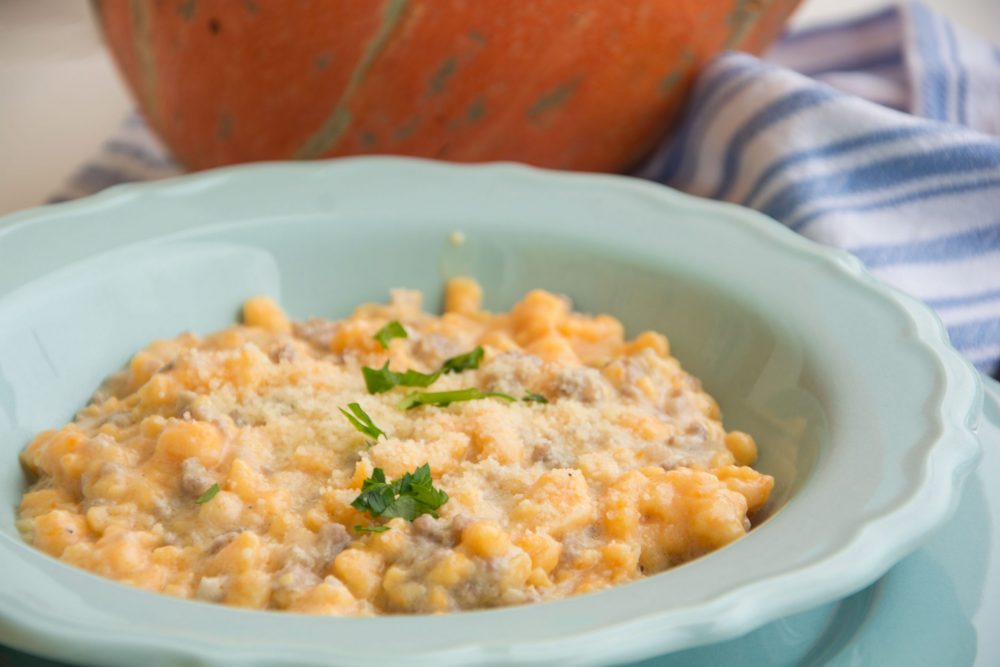 Spatzle di zucca alla salsiccia -Senza glutine per tutti i gusti